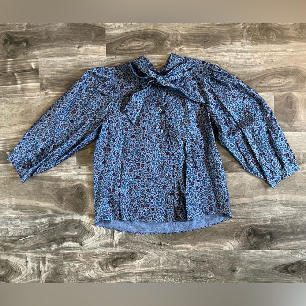 J. Crew. Blue Floral blouse size medium
